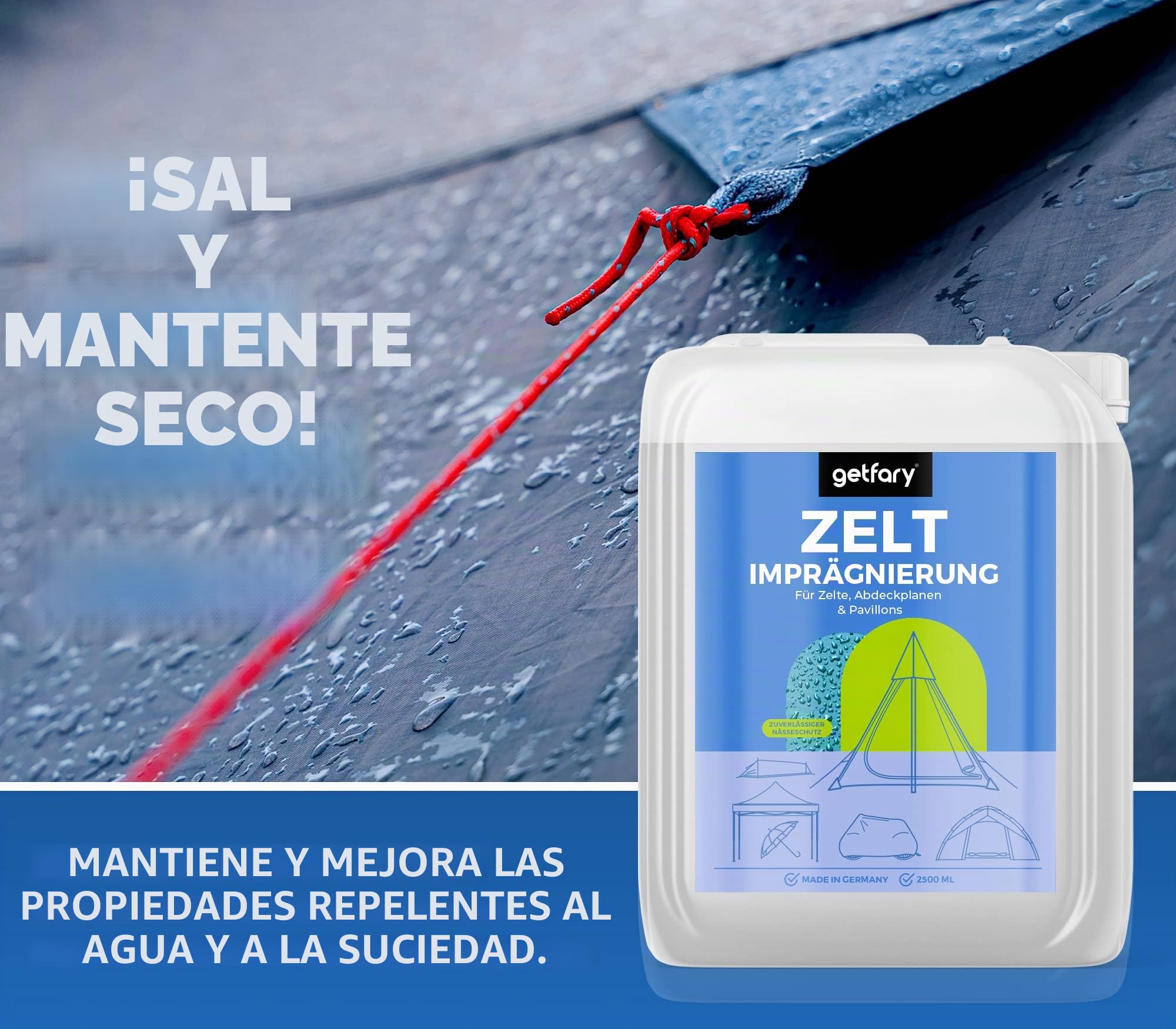 Spray impermeabilizante para tiendas de campaña y pabellones 3L – Premium Spray On impregnación para exteriores