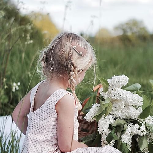 Miniatura 7 de Fancy Clouds Paquete de 20 pinzas para el pelo de bebé para niñas pequeñas, clips de tela neutros totalmente forrados con estampado de flores,