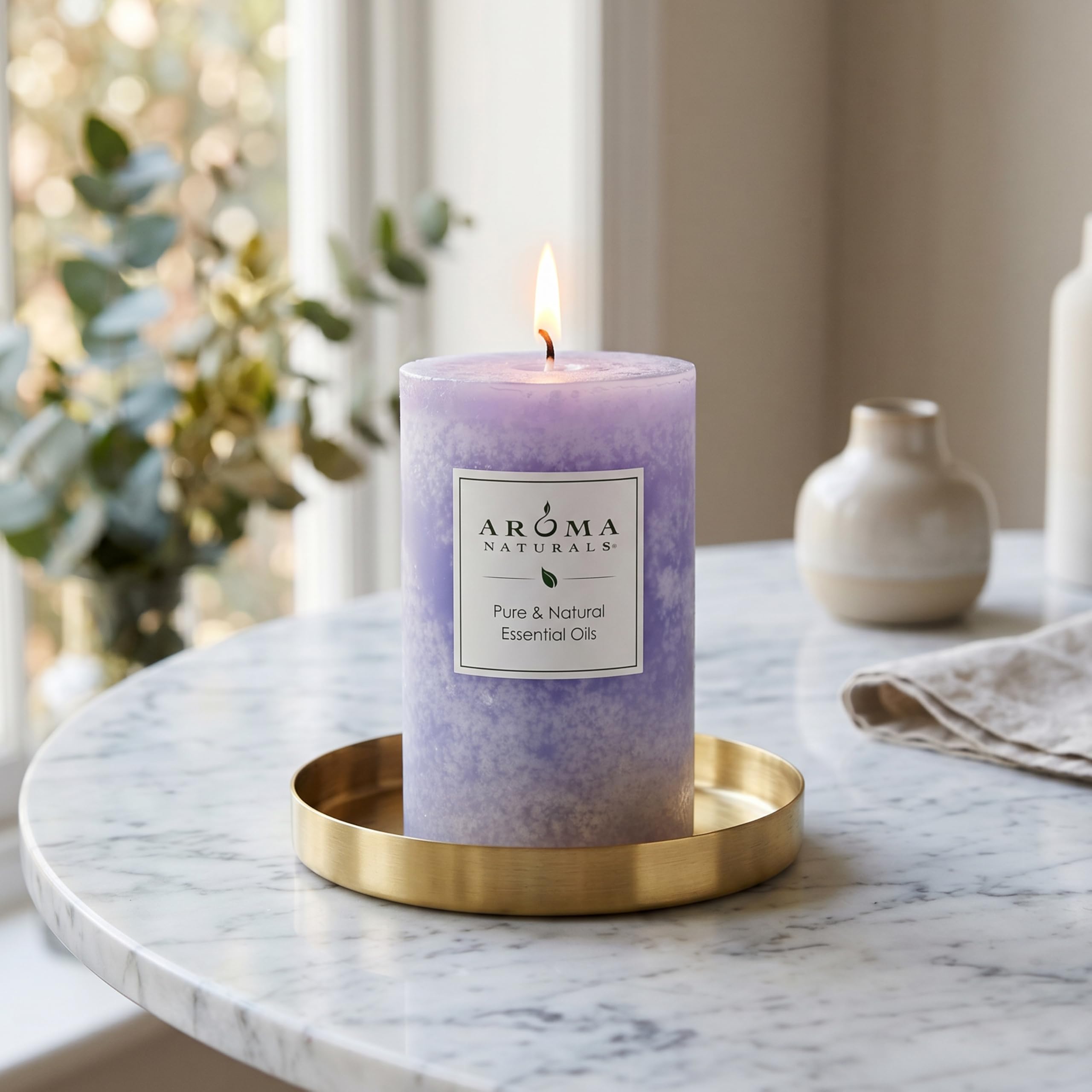 Aroma Naturals Stumpenkerze mit ätherischem Öl, 6,3 x 10,2 cm, Lavendel, 325 ml