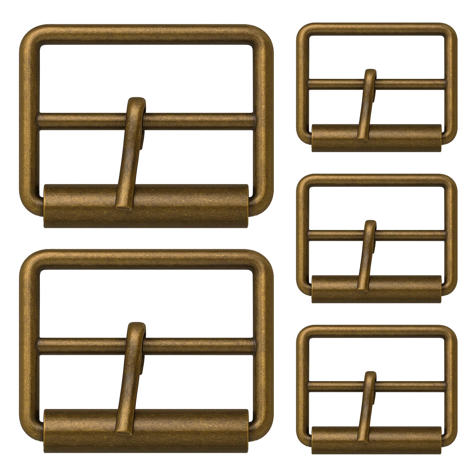 WedDecor Single Prong Metal Roller Buckle Multi-Purpose for Shoes, Belts, Handbags, Luggage Bags, Clothing, Hand DIY Accessories, Webbing, Footwear, and Leather Crafts, Bronze, 40mm, 5pcs