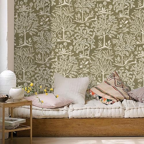 Miniatura 4 de Papel tapiz autoadhesivo removible de 16.1 x 78.7 pulgadas, papel de contacto autoadhesivo extraíble, papel de pared vintage con hojas de flores y