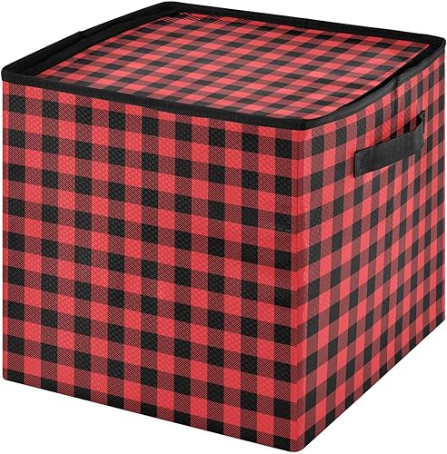 Miniatura 8 de Cesta de almacenamiento para adornos de árbol de Navidad, caja de almacenamiento de copos de nieve rojos para invierno, Navidad, vacaciones,