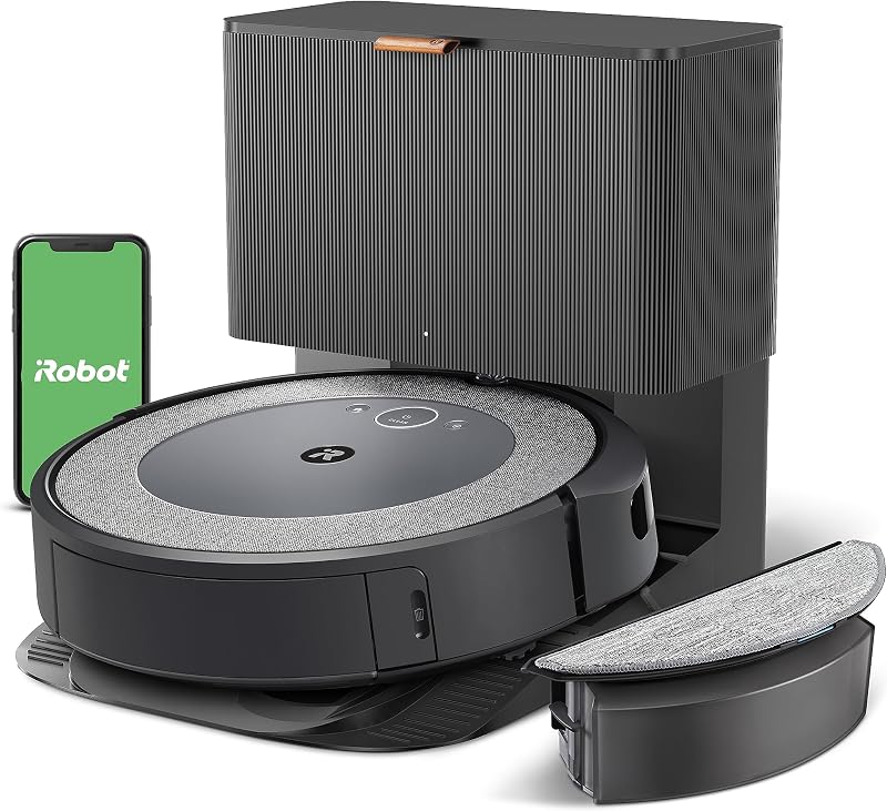 Roomba Combo i5+ robot autovaciador aspirador y fregona, limpio por habitación con mapeo inteligente, se vacía por hasta 60 días, funciona con Alexa, sistema operativo de limpieza personalizado