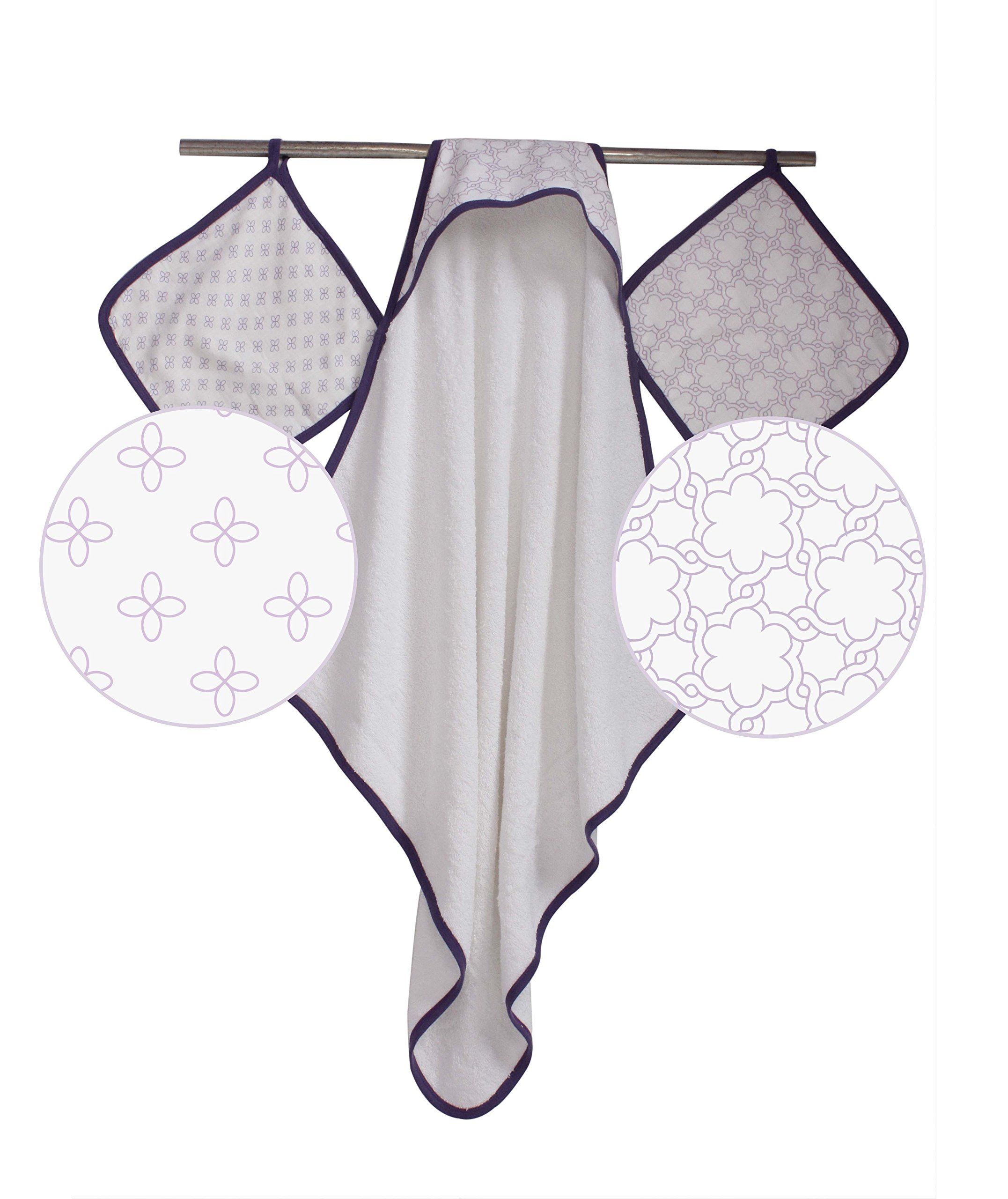 Bacati Petals/Floral 3 Piece Muslin, Lilac