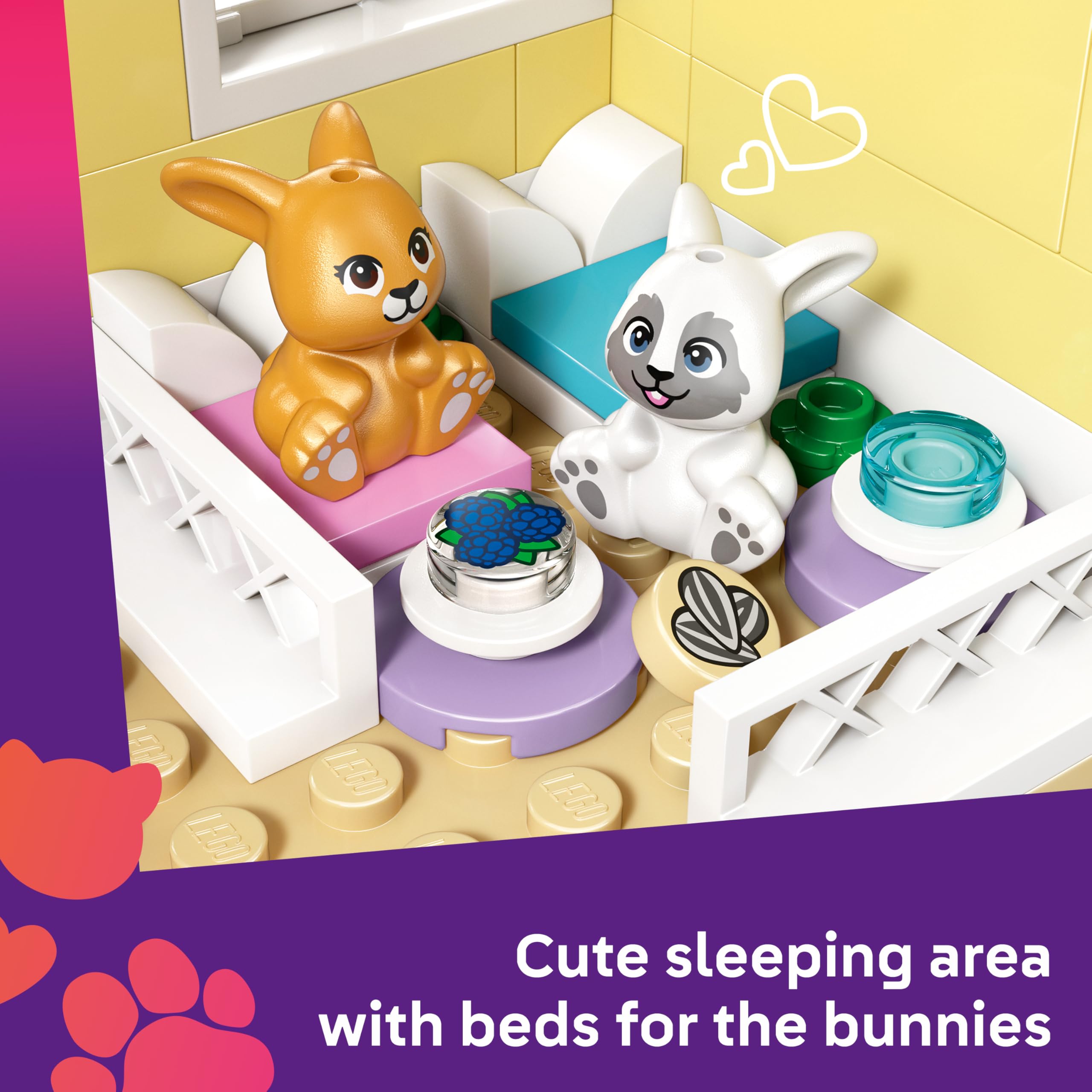 LEGO Friends Heartlake City Bunny Hotel, House Toy w/ 2 Mini Dolls, 2 Animal Figures & Pet Care Accessories - Image 3