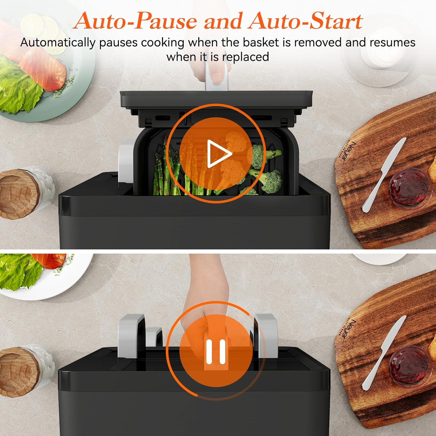 12QT Dual Basket Air Fryer, Vertical Double Stack XL 2-Basket, Feeds Up to 10 People, 8-in-1 Presets with Digital Touchscreen to Free DIY, Compact Design, Easy to Clean, Black