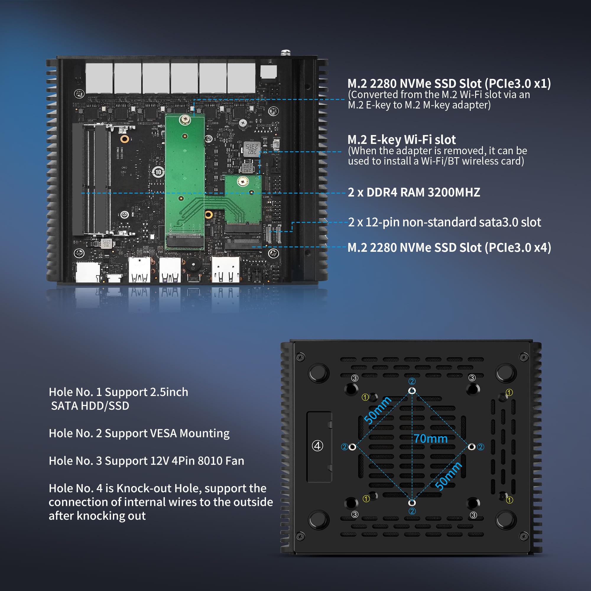 CWWK Mini PC 13th Gen U300 Firewall Appliance, 6 Port i226-V 2.5GbE LAN OPNsense Mini Computer, F17 Fanless Micro PC NO RAM/SSD/OS, PCIe3.0 x4, USB-C, 3-Display, MicroSD, M.2 E-Key