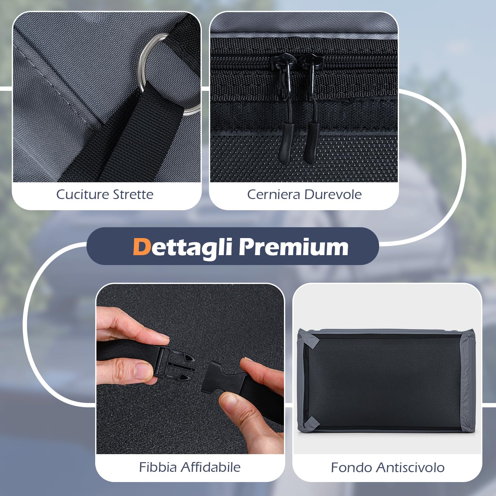 COSTWAY Borsa da Tetto per Auto Impermeabile 14Cu.Ft/400L, Box Tetto Universale Pieghevole con Borsa+ 4 Cinghie Rinforze+ 4 Ganci, Portabagagli per Tutti i Veicoli con/senza Barre Portapacchi (Grigio)