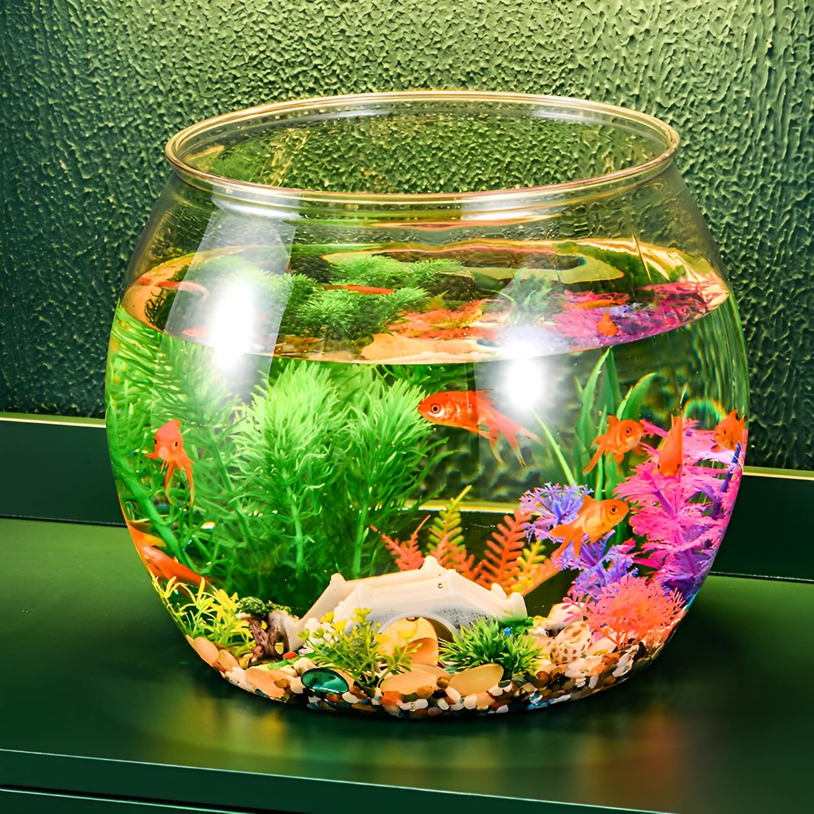 Amazon | RYAKOIM 金魚ボウル 小型 水槽 丸金魚鉢 高プラスチック透明 
