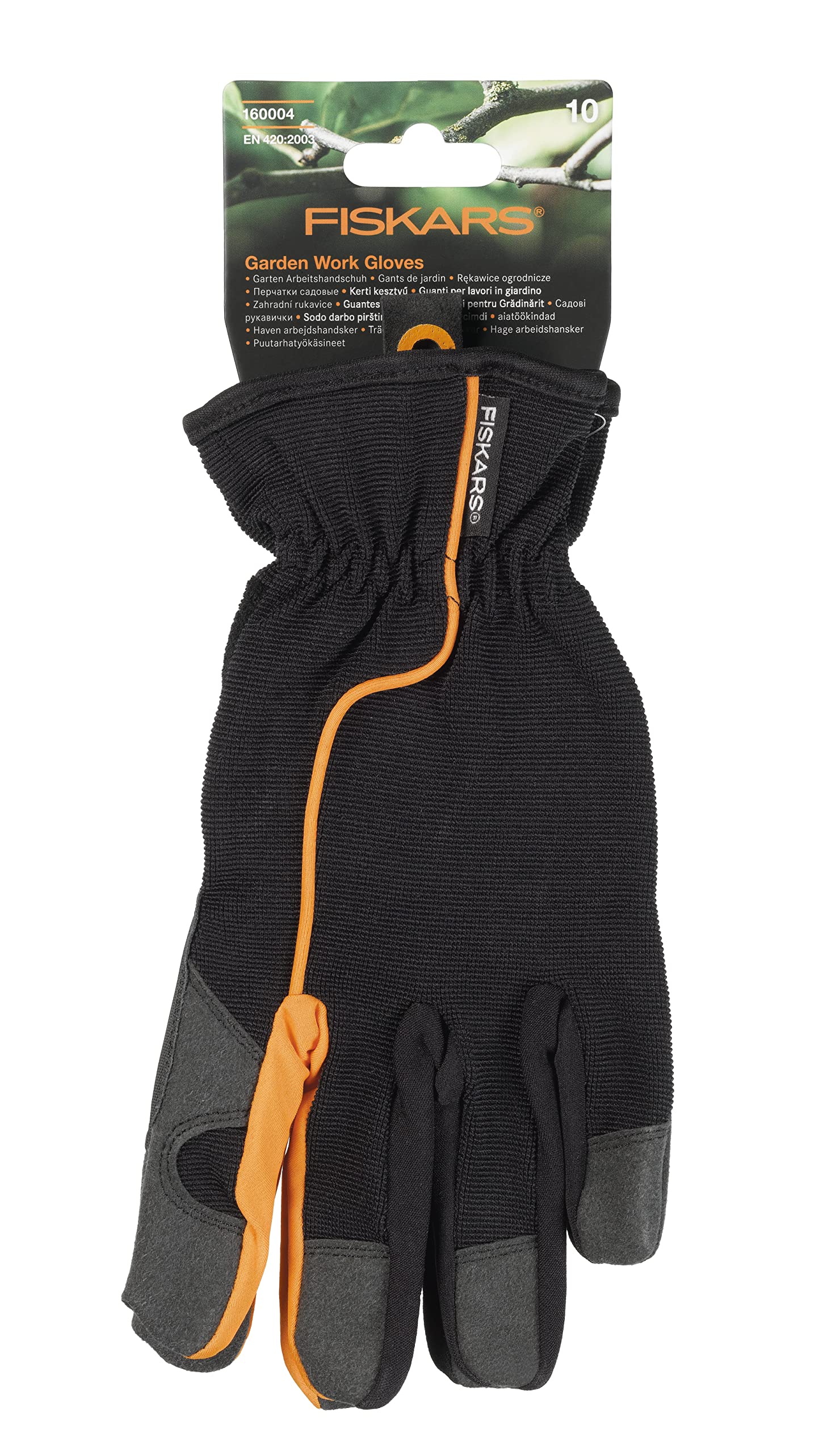 Fiskars Guanti da Giardino, Misura: 10, Nero/Arancione, 1003477