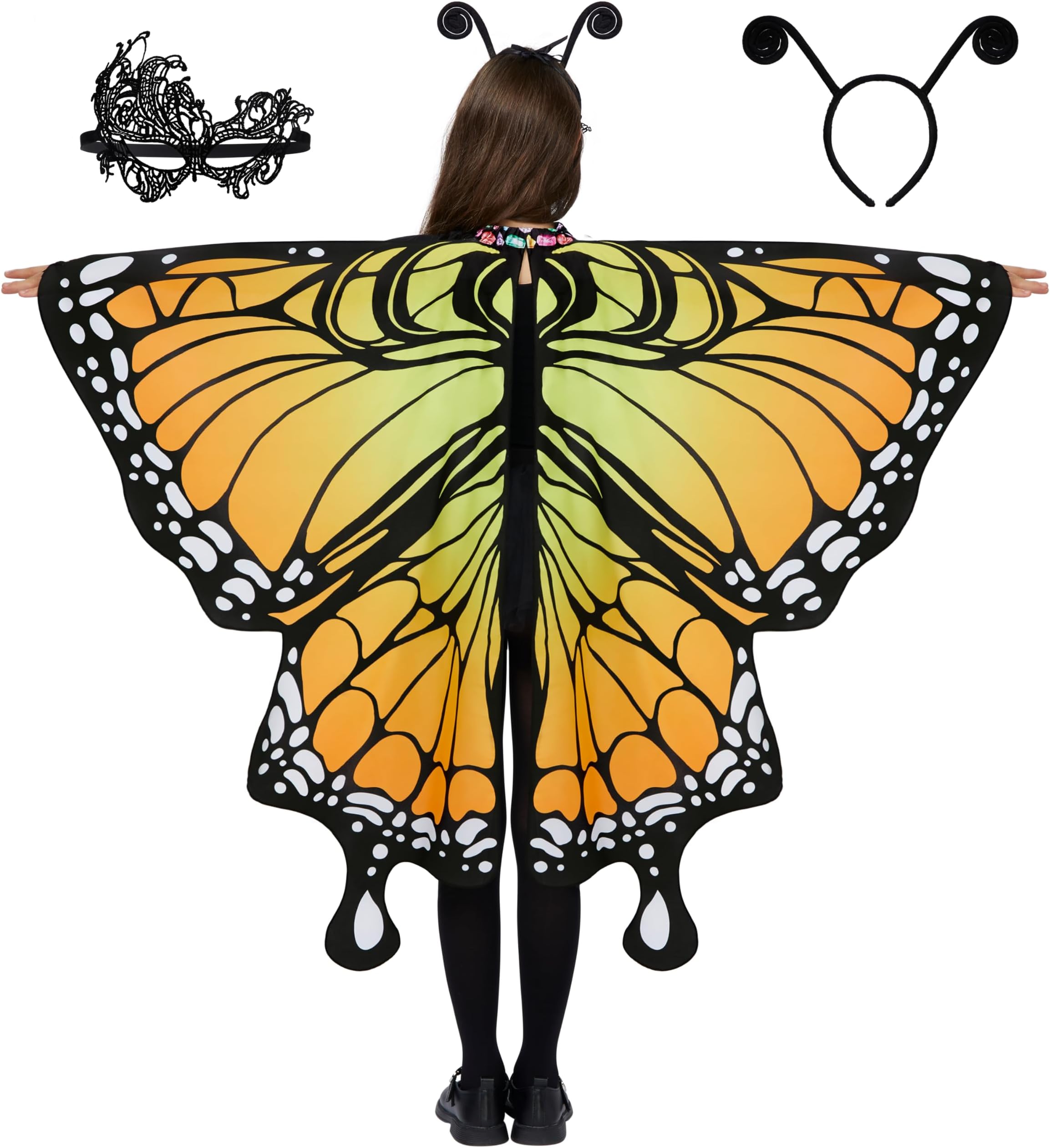 Starry Butterfly Wing, Butterfly Costume Kids for Halloween Costume Girls with Butterfly Shawl