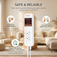 Vista 8 de Controlador digital de temperatura, termostato de reptil de sonda doble, salida controlada para tapete térmico de terrario, almohadilla