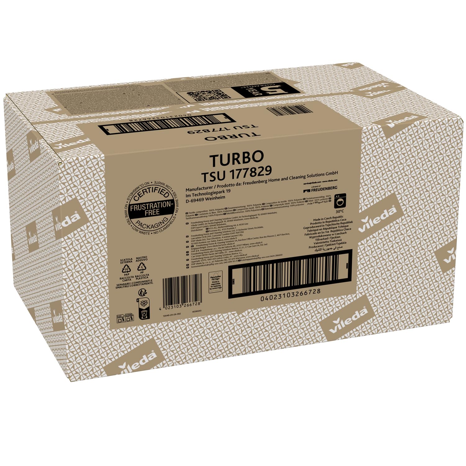 Vileda Turbo Set de Fregona con Cubo y Escurridor Giratorio Activado con Pedal | Palo telescópico de 65 a 131 cm | | Recambio de Microfibra | Limpieza Profunda con Menos Esfuerzo