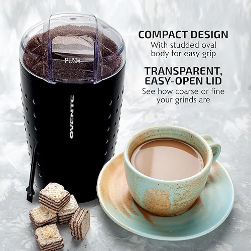 Vista 29 de Ovente CG225 Molinillo eléctrico con cuchillas de acero inoxidable para granos de café, especias, nueces, cereales, Granate