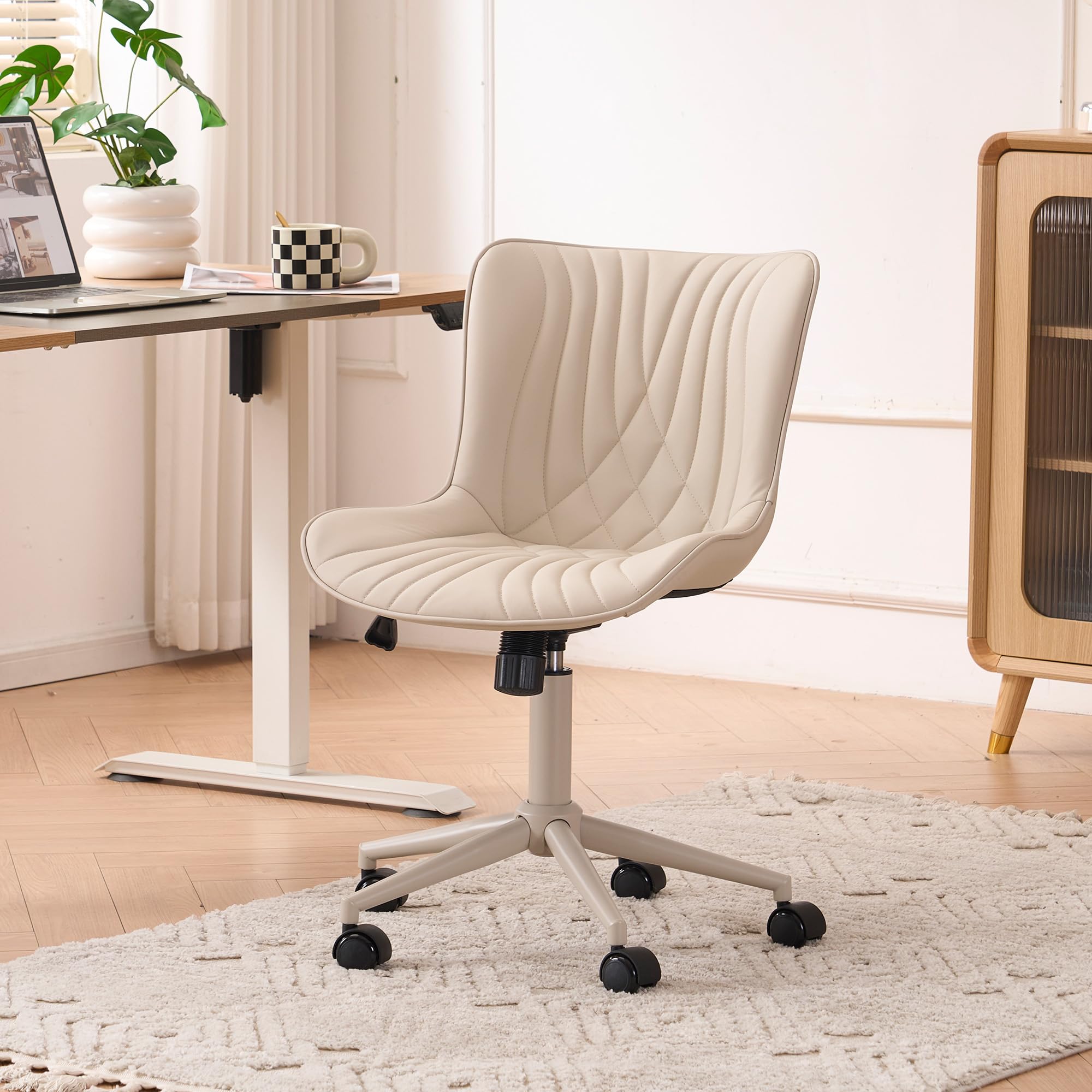 YOUTASTE All Cream Office Chair