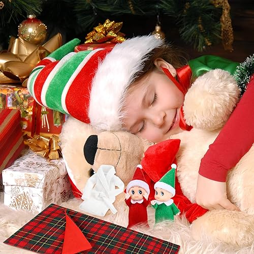 Miniatura 5 de Skylety Juego de muñecas navideñas de 2 piezas, gemelas, saco de dormir, albornoz, rojo, verde, blanco