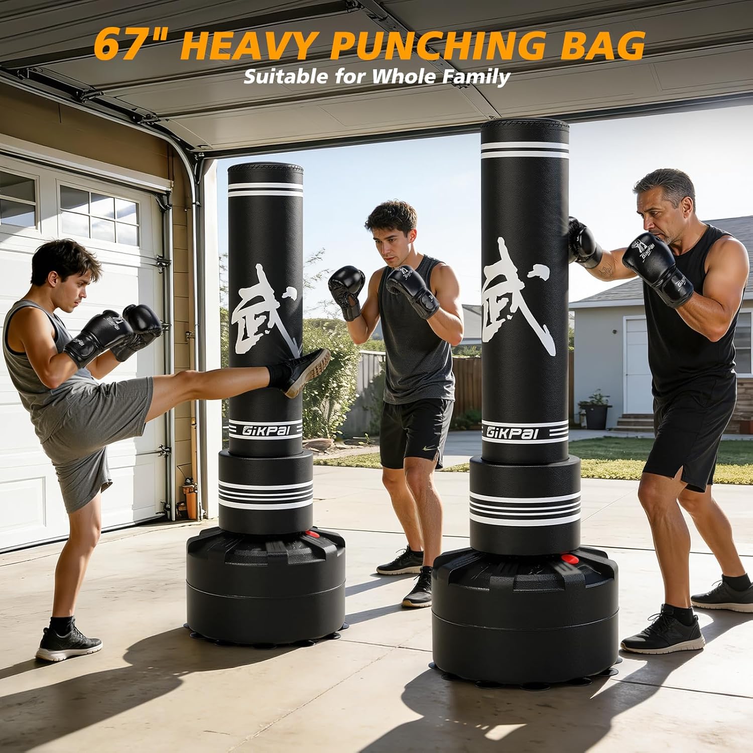 GIKPAL Freestanding Punching Bag for Adults 67'' Heavy Boxing Bag with Boxing Gloves, No Spring Low-Noise Standing Bag for Home Office Kickboxing - Image 3