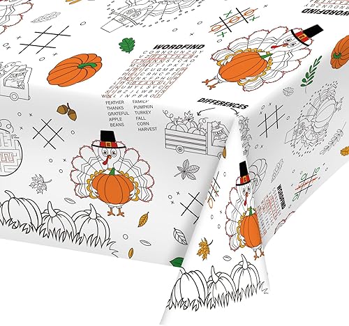 Miniatura 2 de Gatherfun Mantel desechable de papel para decoración de Acción de Gracias de otoño, mantel de papel para el Día de Acción de Gracias de Turquía para