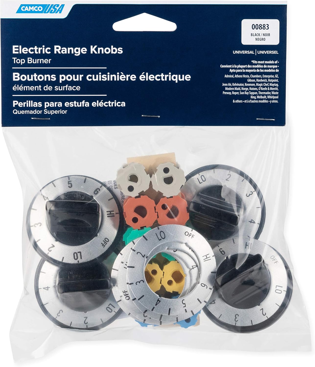 Camco 00883 Electric Range Knobs Top Burner (Black)