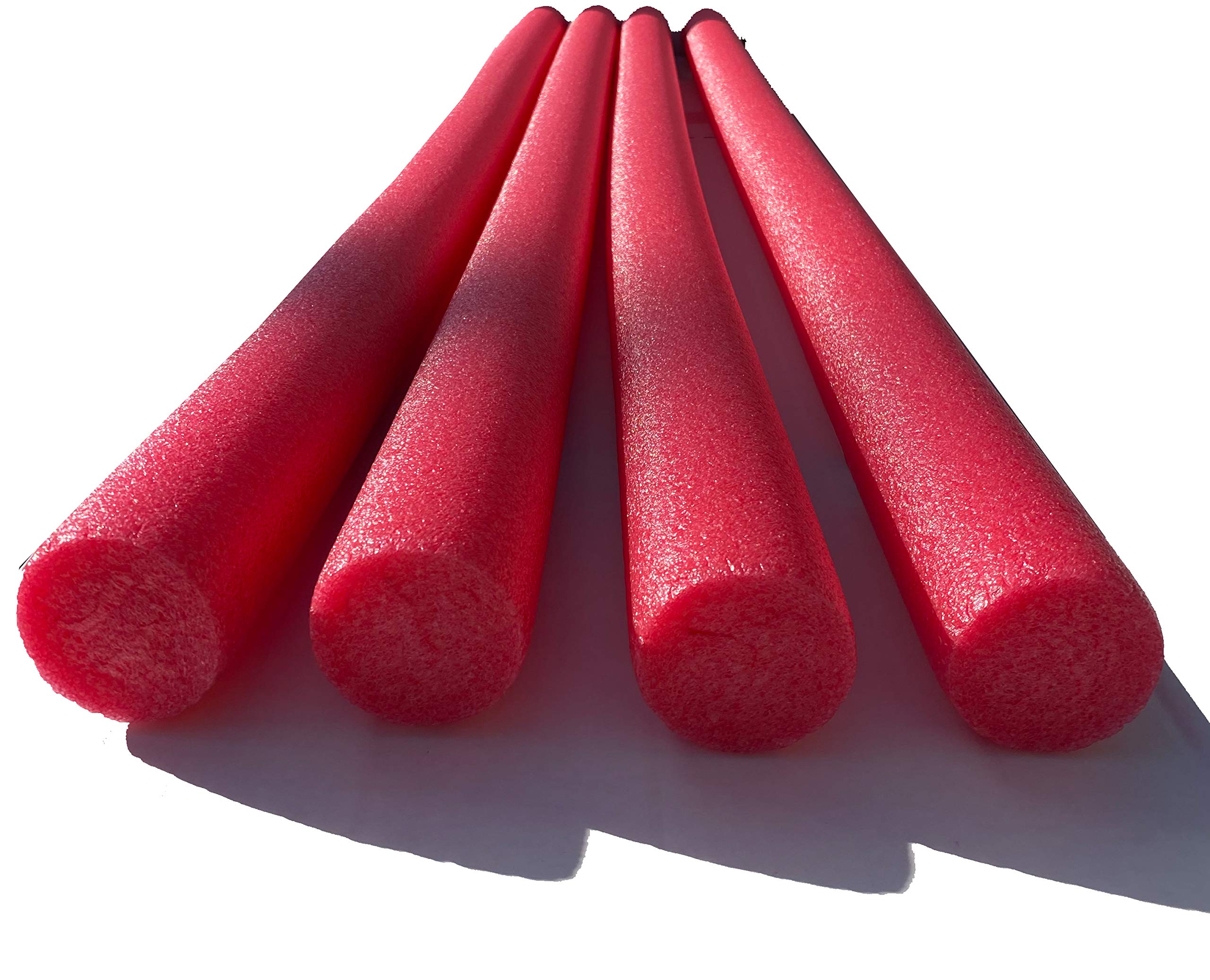 Flex Connex 4 Pack Solid Core Flex Connex Swim Noodles 5 Foot Length (Red)