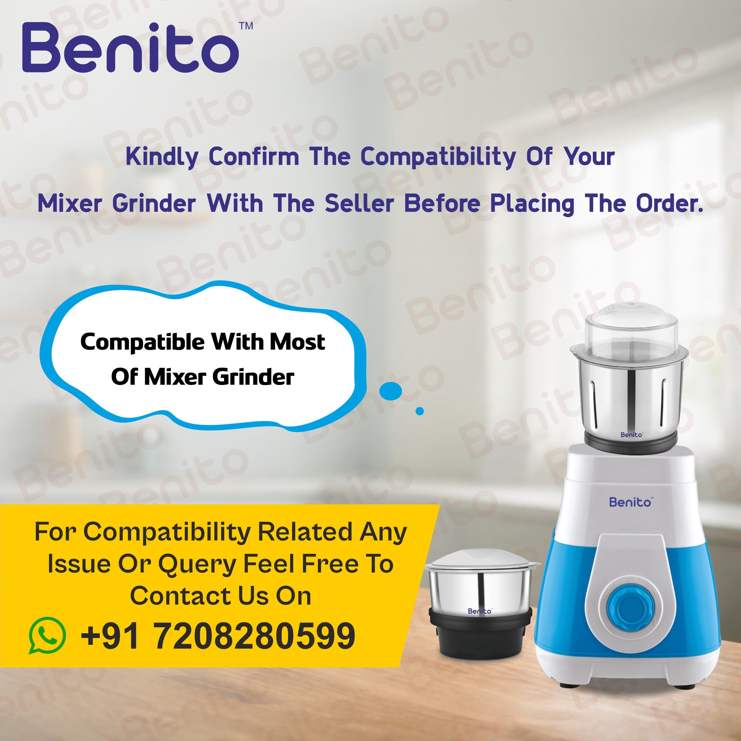 Benito Chutney Jar for Mixer Grinder - 200ml & 500ml -3 Benito Chutney Jar for Mixer Grinder - 200ml & 500ml -3