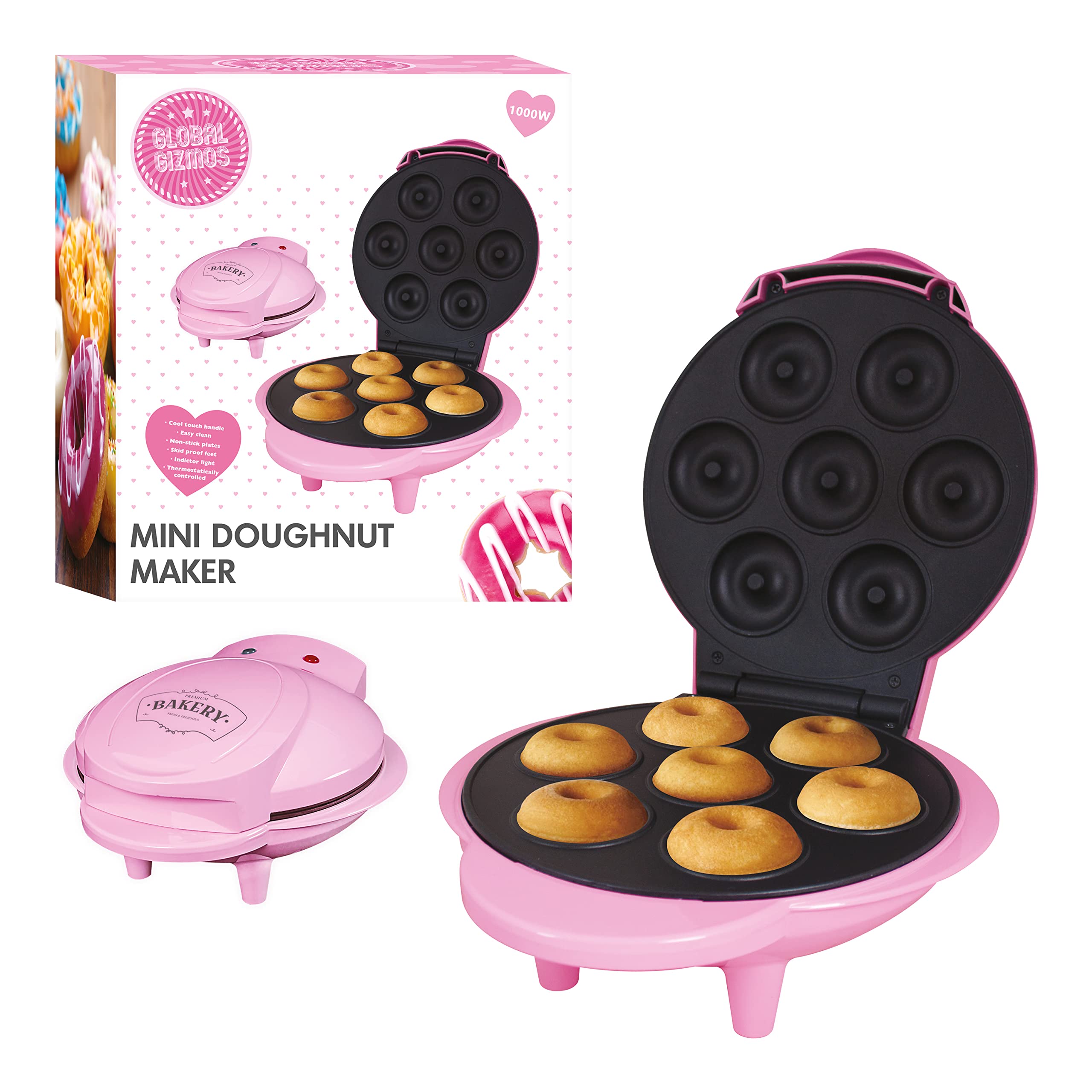 Global Gizmos 35580 Mini Doughnut Maker / Easy Clean NonStick Plates