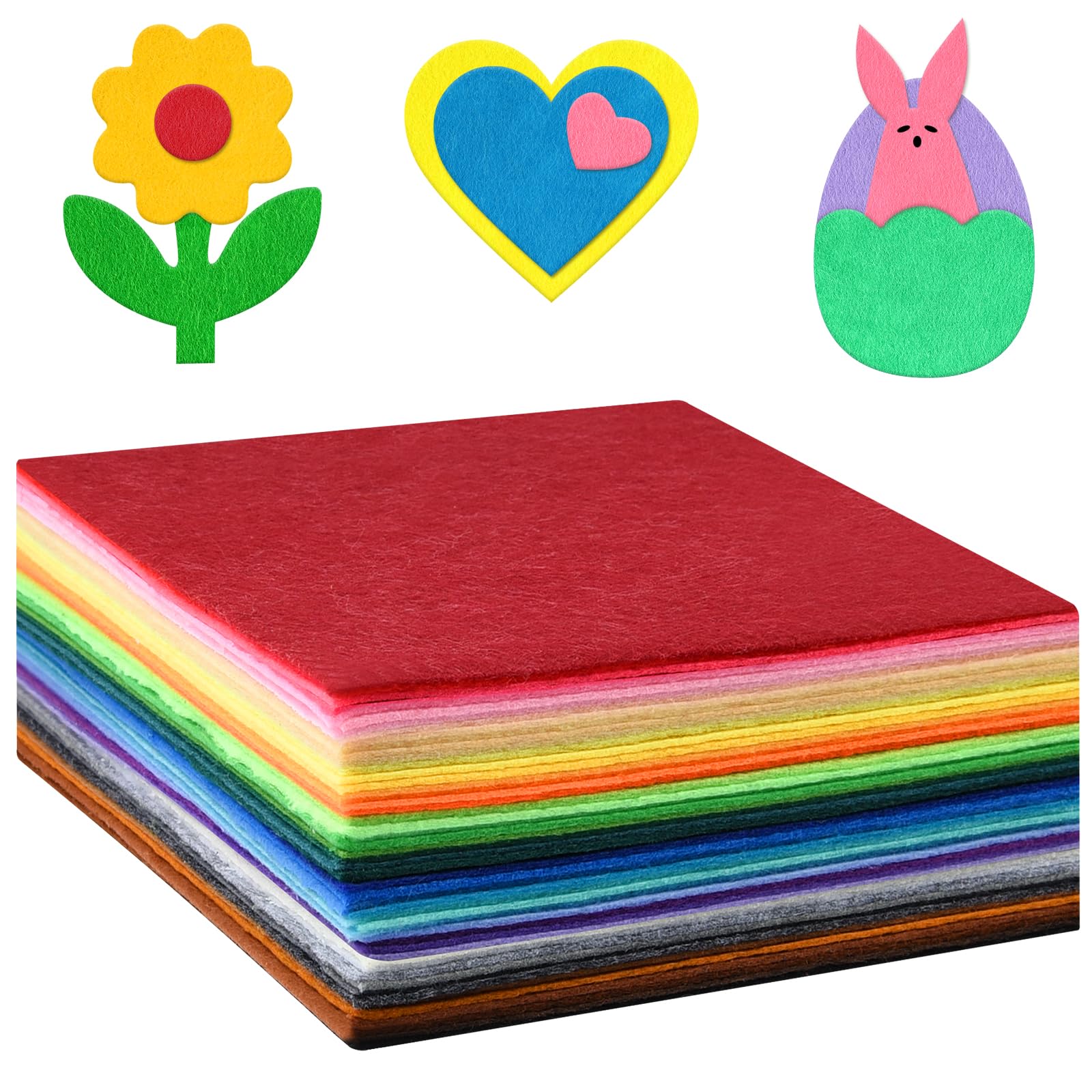 Morcheiong 50 Pcs Felt Fabric Soft Felt Fabric Sheet for Crafts DIY Handcraft Patchwork Nonwoven Sewing Squares (50 Colors, 4 * 4inch)