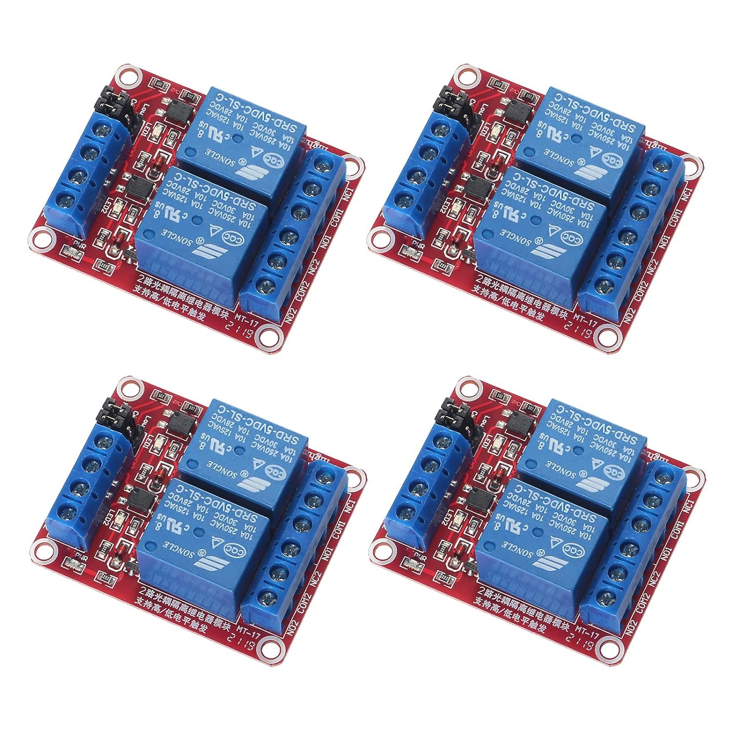 4 Kanaals Relaismodule, 5 V/12 V/24 V, Optokoppeling Relaismodulekaart Boven En Onder Voor Arduino 5v 690990795
