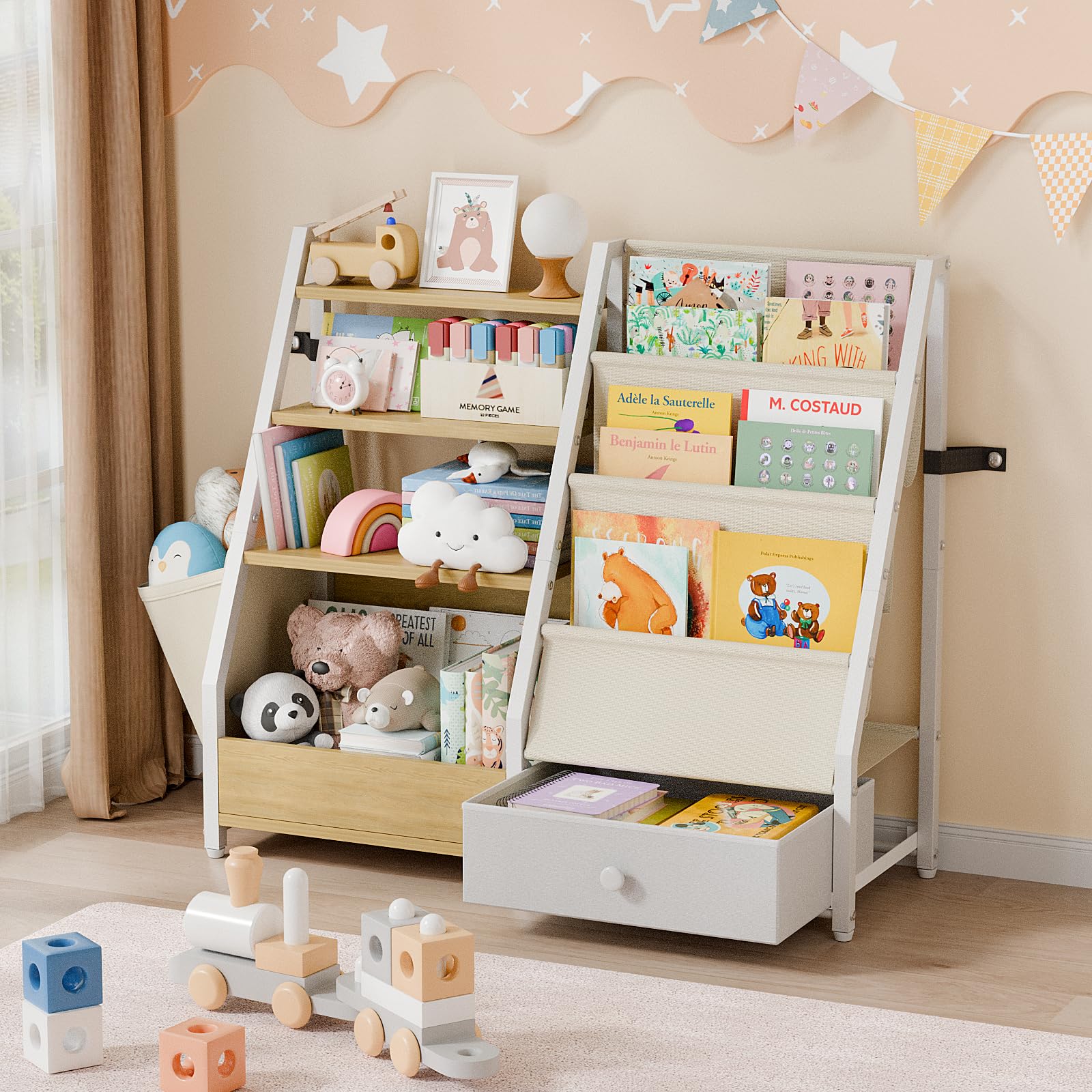 HAVLOTII Bibliothèque Enfant, Étagère Livres et Rangement Jouets