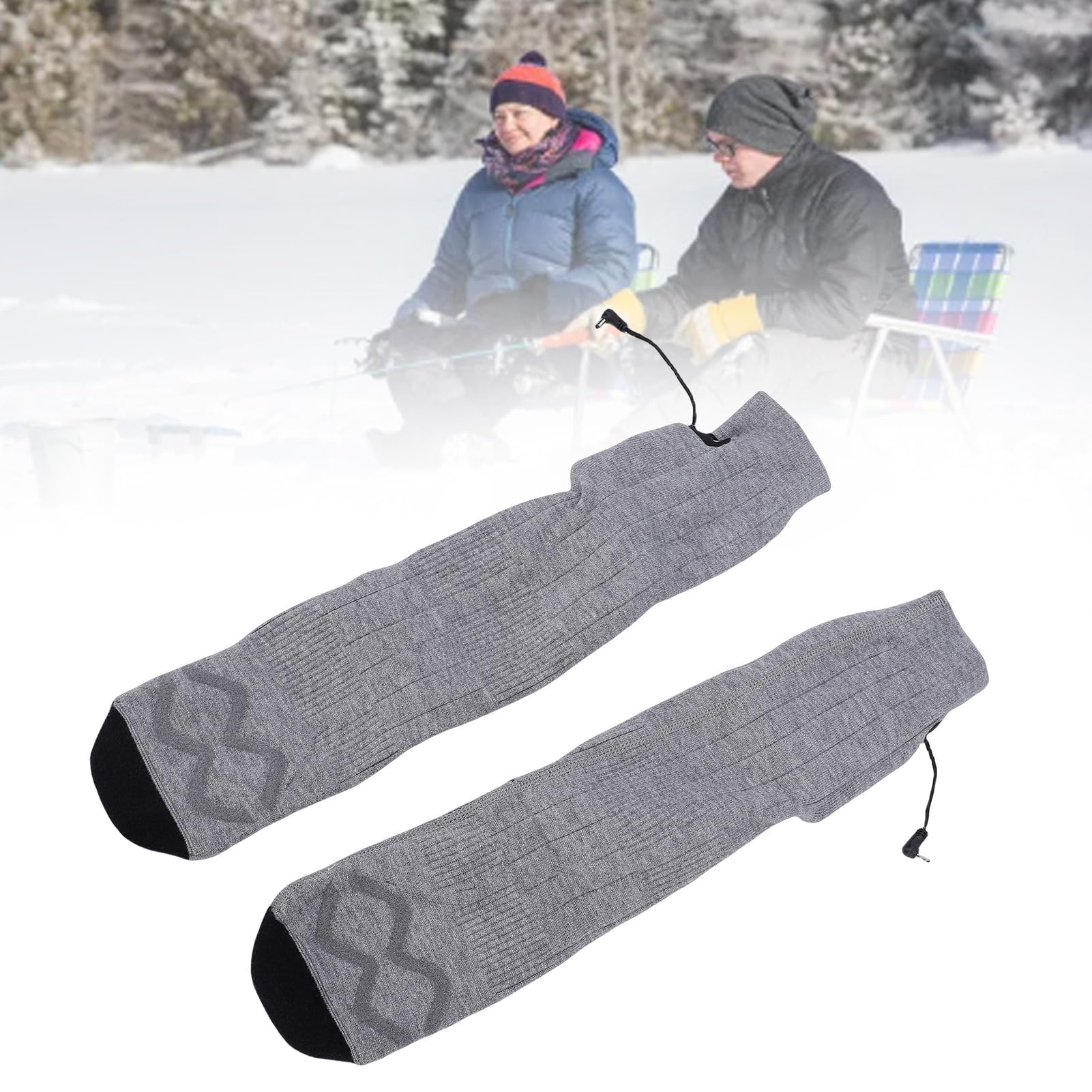 Calze riscaldate per uomo e donna, comode, ricaricabili, riscaldanti, per sci, campeggio, colore grigio, 2 paia