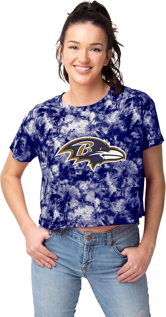 foco Women's NFL Team Logo Ladies Fashion Crop Top Shirt