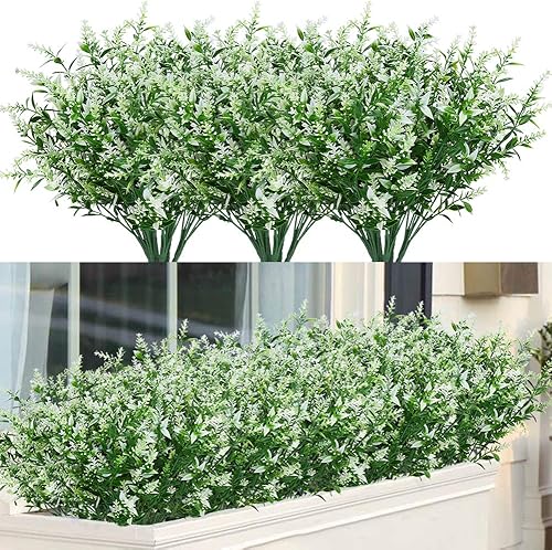 16 paquetes de flores artificiales de lavanda para exteriores, resistentes a los rayos ultravioleta, no se decoloran, vegetación de plástico