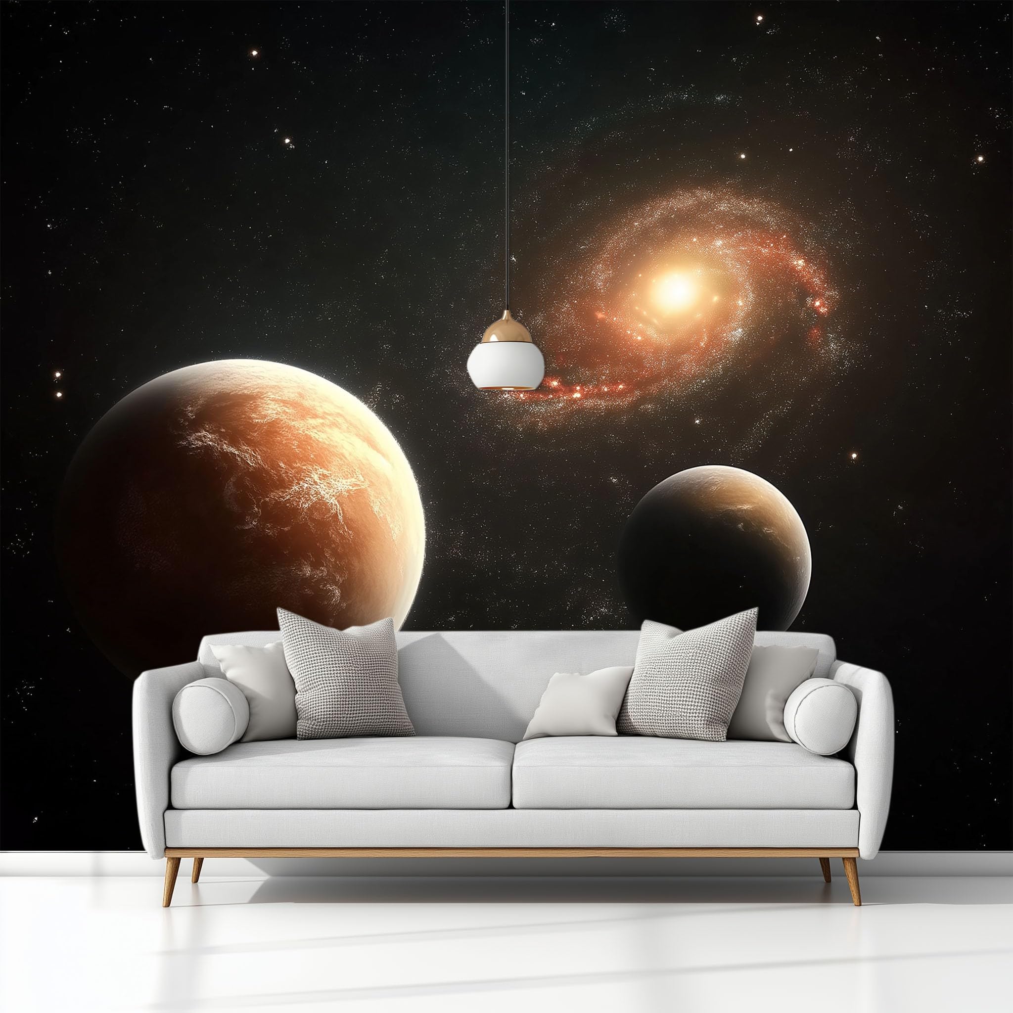 Tapeta mural 3D fantazja kosmos galaktyki planety tapeta 300 x 210 cm (szer. x wys.) - sypialnia dziecięca czarna ściana włóknina, wysokiej jakości druk artystyczny, plakat, prezent dla chłopca lub