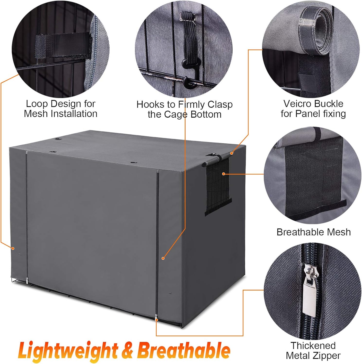 Pet Dog Kennel Crate Cover: Lightweight Kennel Covers for 30 Inch Double Door Wire Cage - Without Kennel