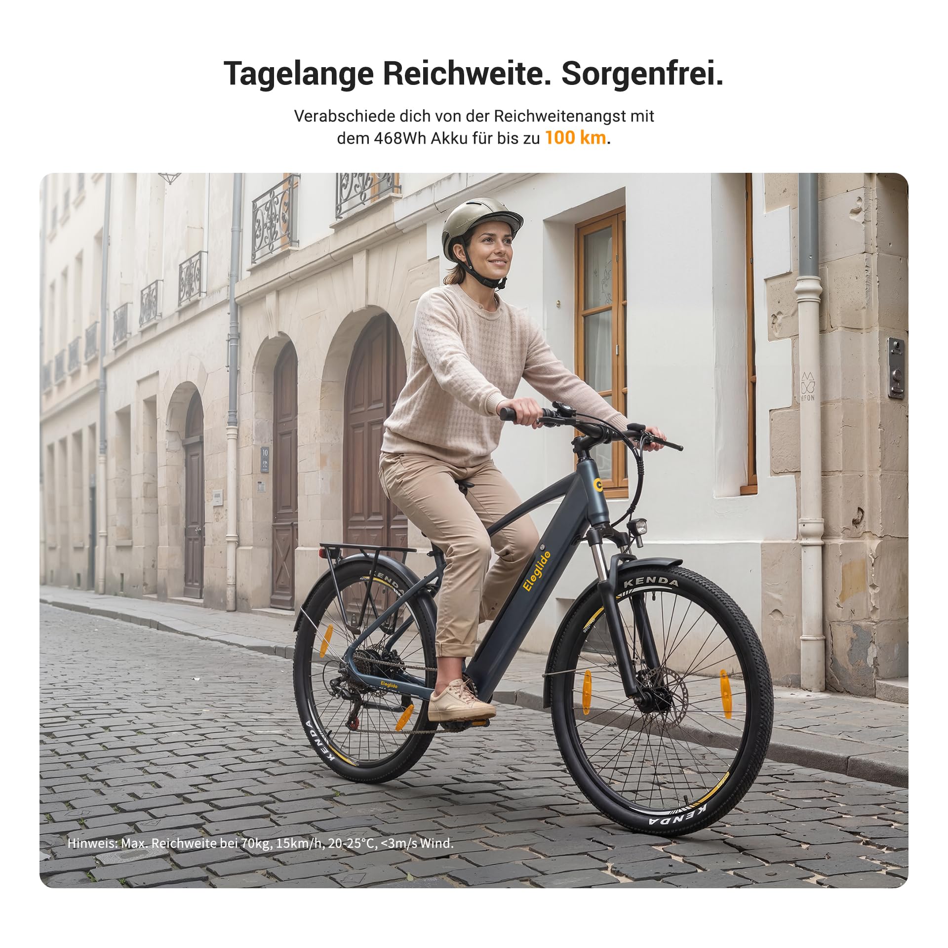 Eleglide E-Bike, T1 Elektrofahrrad 27.5'' Trekking E-Cityrad mit 13Ah Akku, 100KM Lang Range, 250W Motor, 7 Gäng E-Mountainbike für Damen und Herren, Doppelscheibenbremsen