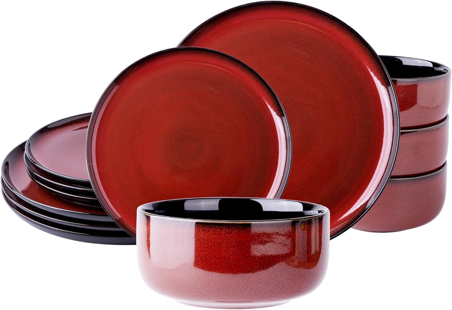 LeRatio Ceramic Dinnerware Sets of 4,Poreclain Plates and