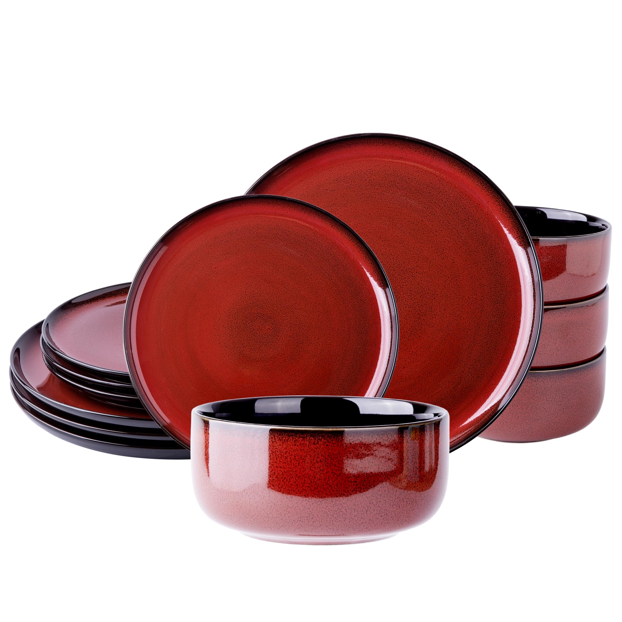 LERATIO Ceramic Dinnerware Sets of 4,Poreclain Plates and Bowls Sets