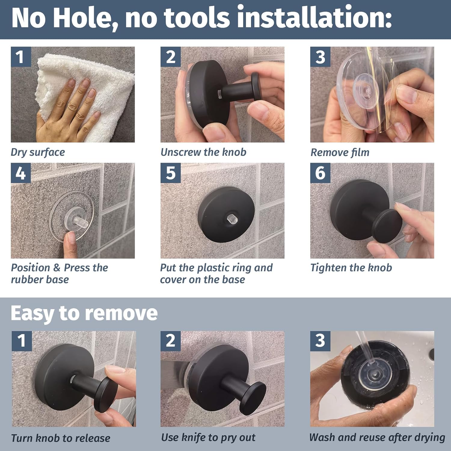 Suction Cup Hooks for Shower, Removable Towel Hooks for Bathrooms Wall Window, Glass No Drill Hooks for Hanging Wreath, Robe, Loofah 4 Pcs (Silver, 4 PCs)