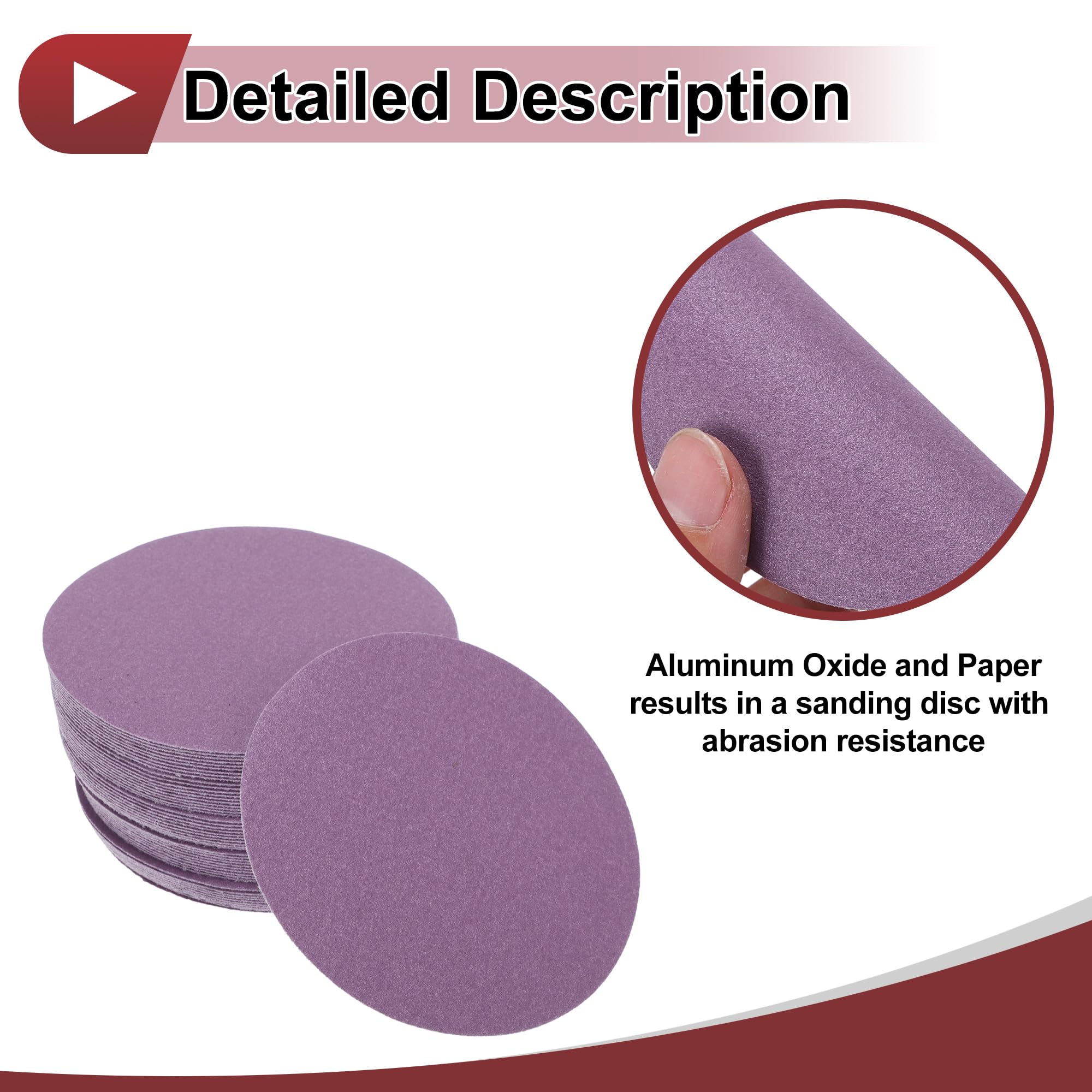 HEROFFIX 50 Pcs Car Wood Sanding Discs Smoothing Hook & Loop Sandpaper for Woodworking Automotive Refinishing 3.94" 240 Grit Purple Aluminum Oxide - Image 3