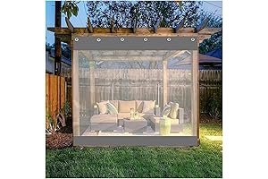 Heavy Duty Clear Outdoor Plastic Tarps Curtains, Waterproof PVC Patio Drapes, Windproof...