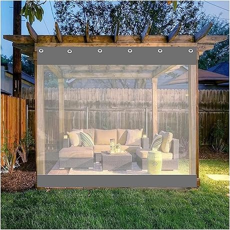 Heavy Duty Clear Outdoor Plastic Tarps Curtains, Waterproof PVC Patio Drapes, Windproof...
