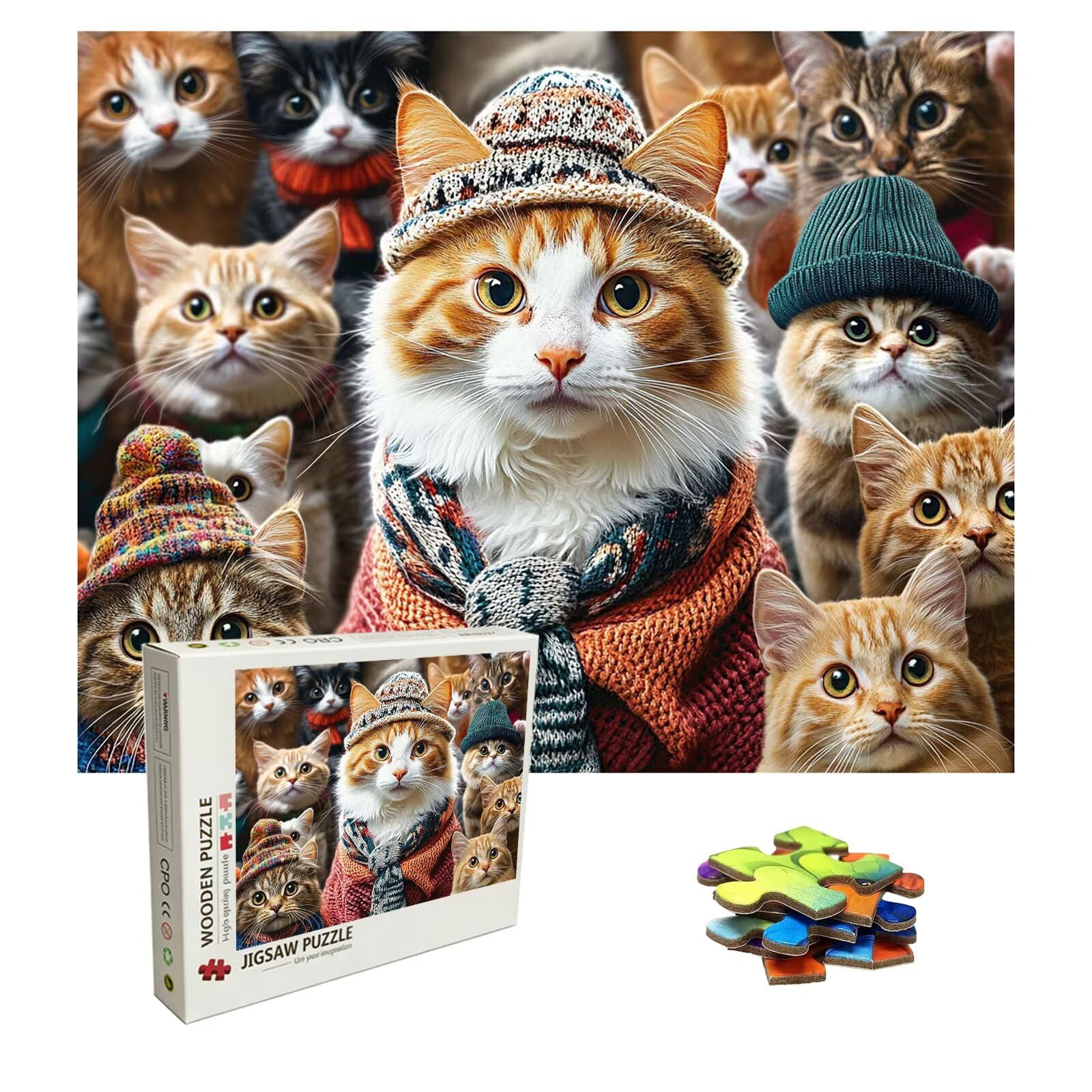 Puzzle 2000 Teile Katze, Holzpuzzle Erwachsene, Klassisches Lernspiel Puzzle Tier, Groß Impossible Jigsaw Puzzles, Wunderschönes Deko Puzzes und Geschenke, Bastelset Erwachsene 99.5 X 70.5cm 8p-517