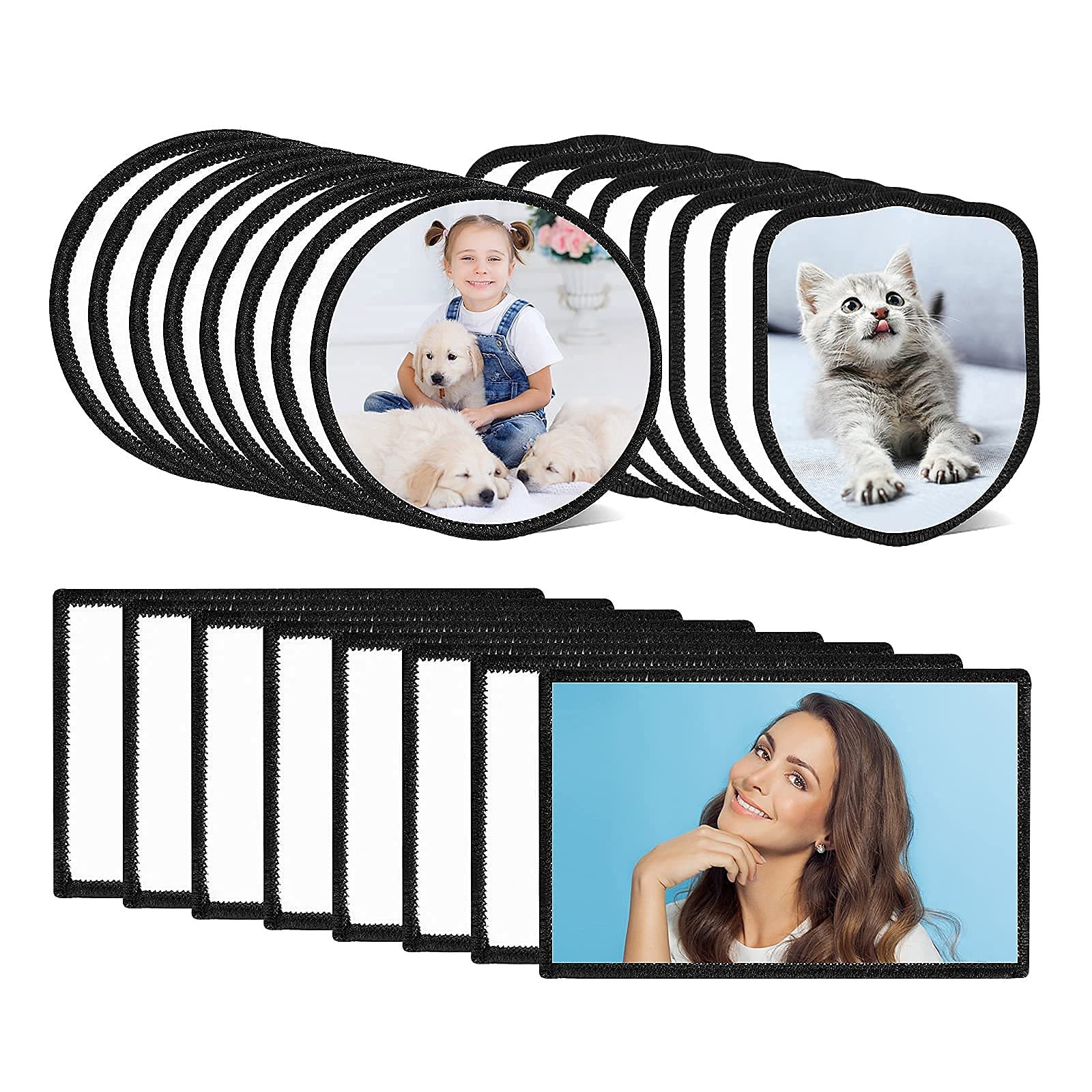 Aster24PCS Sublimation Patch Blanks 3Shapes Iron-on Patches,Repair Sublimation Blank Patches Decorative Patches for Hats Clothes Backpacks Sublimation Iron-on Patches