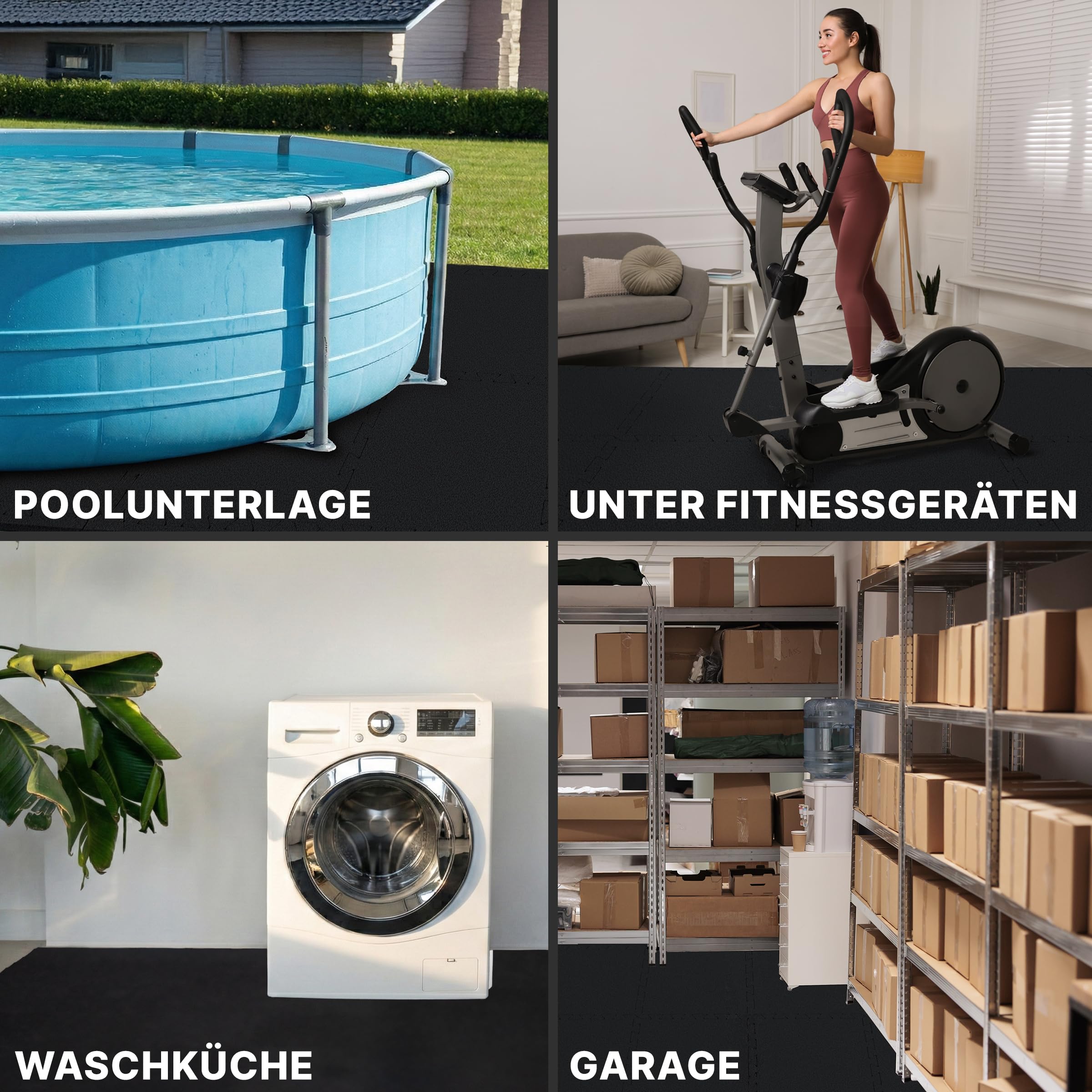 NEOLYMP Bodenschutzmatte Fitness, extra Dicke und robuste Gummimatte Fitnessboden - Puzzlematte Bodem, Gymnastikmatte, Sportmatte, Fitnessmatte (80 Matten | 8 M²)