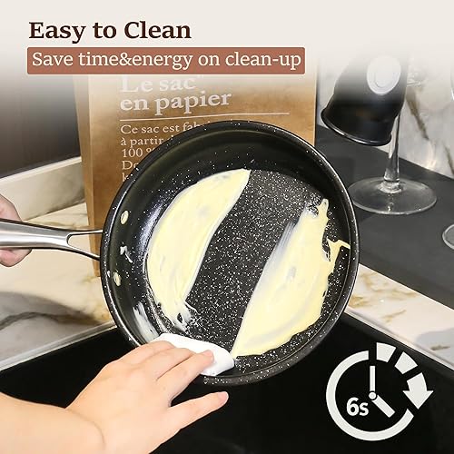 Miniatura 6 de Vvwgkpk Juego de ollas y sartenes de acero inoxidable, juego de utensilios de cocina antiadherentes, juego de 7 ollas y sartenes con sartenes y