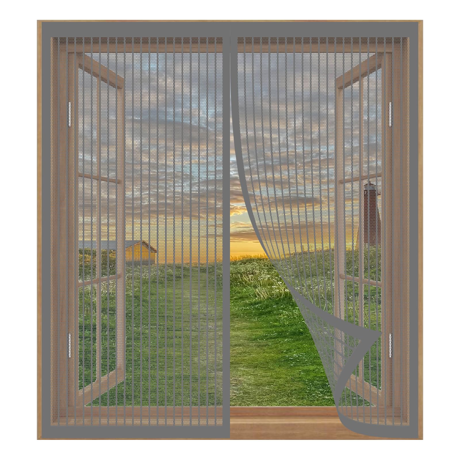 Yuanwan Grey Magnetic Fly Screens For Windows 83 X 135 Cm Easy Installation No Drilling Or Screwing Fly Bug Mosquito Mesh For Windows Nets To Keep Bugs Out,