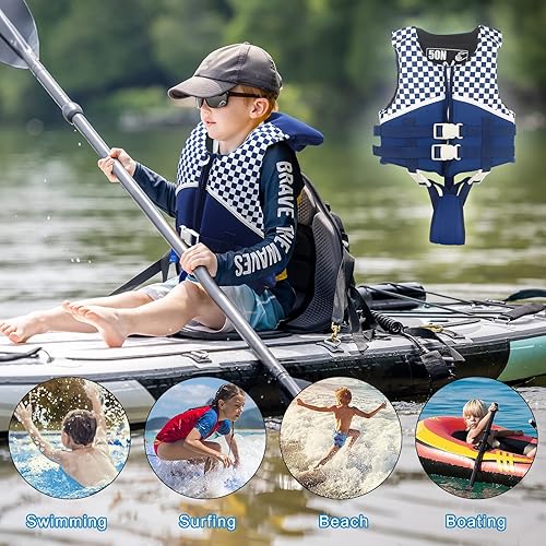 Miniatura 6 de Chriffer Kids Swim Vest for 20-70 Pounds Boys and Girls, Easy OnOff Zipper, Swimming Jackets for 2, 3, 4, 5, 6, 7, 8 Years OldBeach Pool Water Park