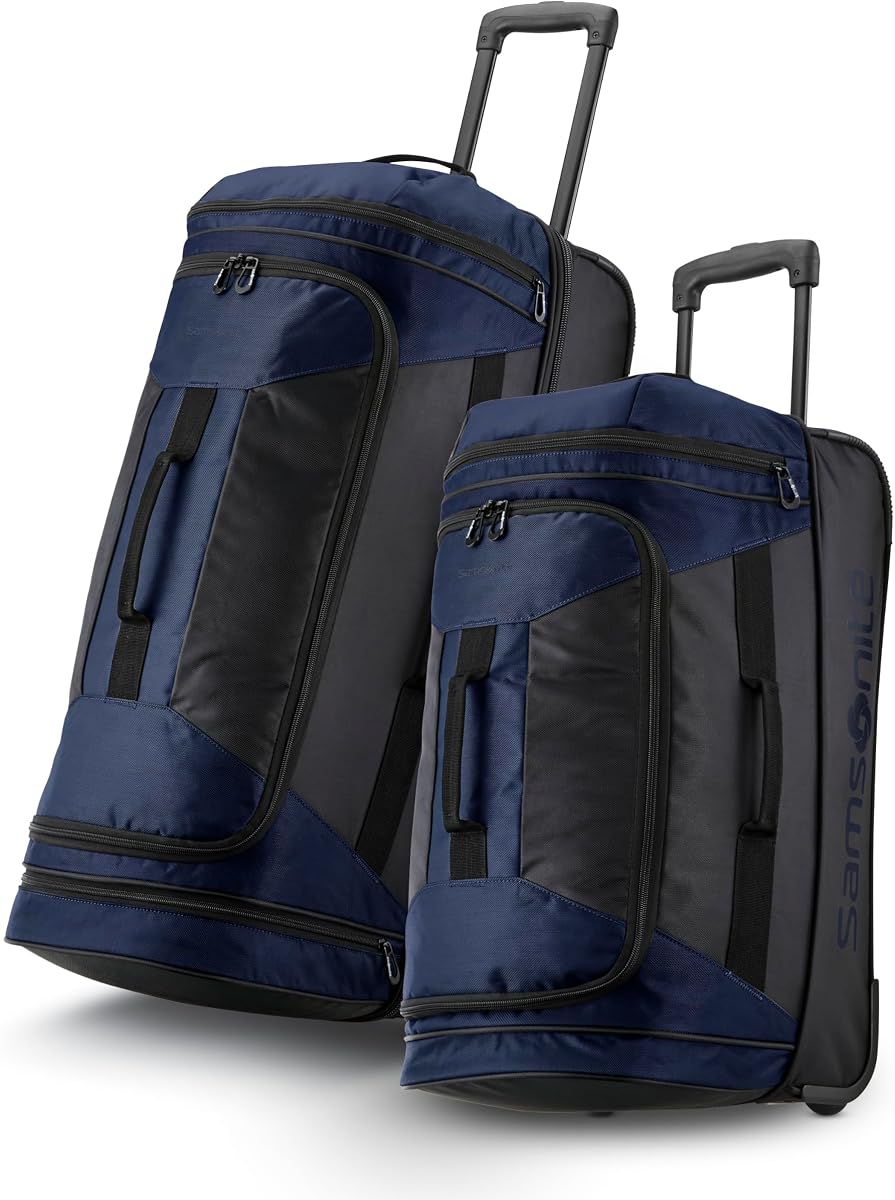 Bolsa de lona Andante de 2 ruedas – 22 y 28 pulgadas – Apta para viajes y ligera - Azul marino