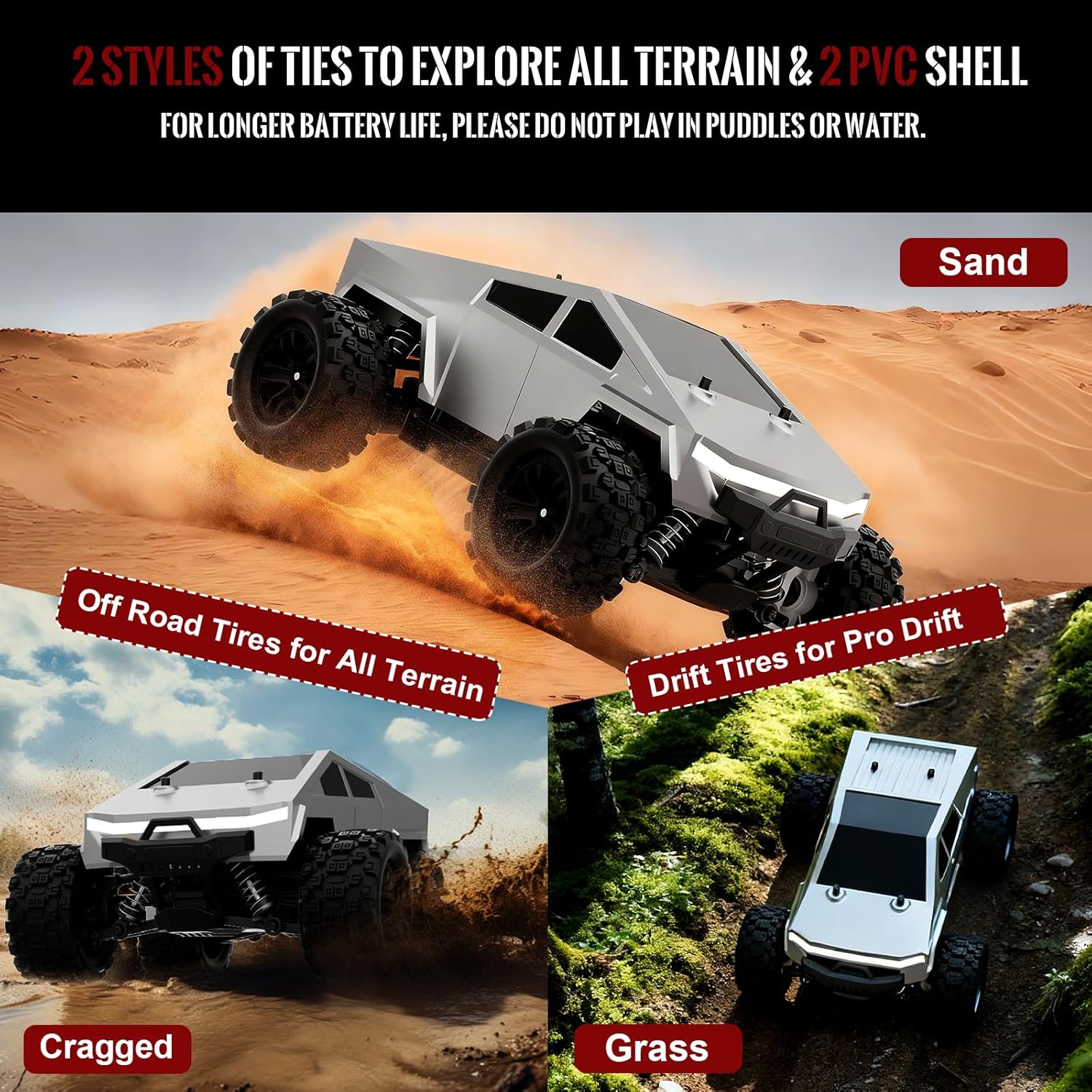 1:18 Scale RC Car for Adult, 40 KM/H High Speed 4WD Electric Vehicle RC Truck 4X4 Off Road All Terrain with 2 Batteries, 2 PVC Shell Pickup, 2.4GHz Remote Control, Xmas Gifts for Adults