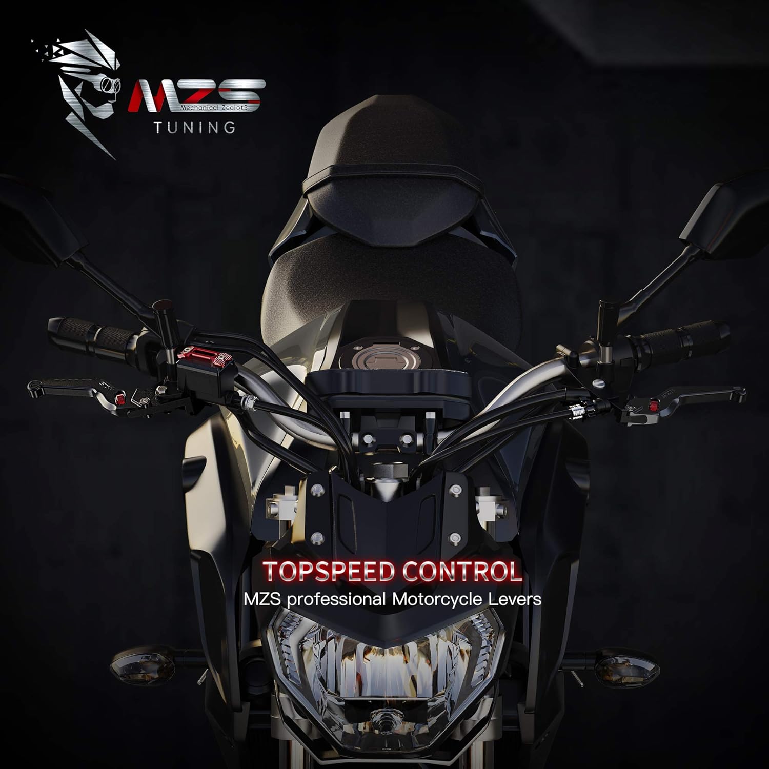 MZS Black 7/8 Levers - Brake Master Cylinder Clutch Lever Set Wheel Adjustable Short CNC Universal Compatible with Motorcycle Street Sport Dirt Pit Mini Bike Scooter ATV